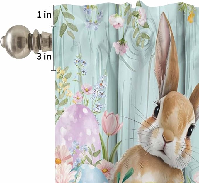 Kitchen Curtains Tiers and Valance Set of 3, Easter Light Filtering Window - Image 5