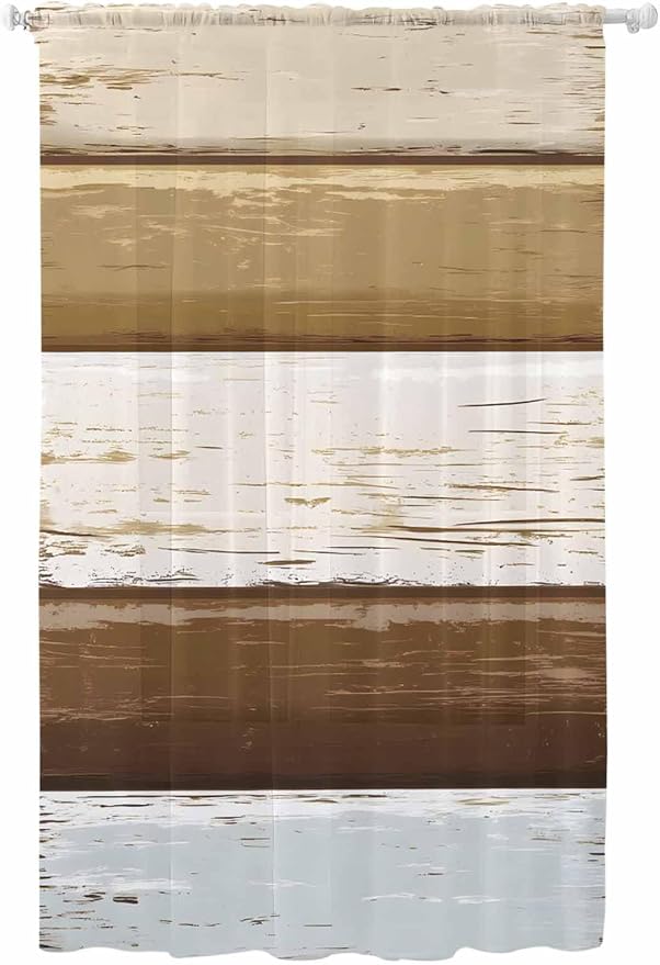 Sheer Curtains 108 Inches Long, Wood Grain Brown Semi Sheer Curtains Light by Unknown