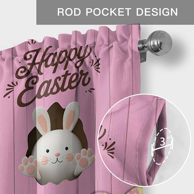 Pink Easter Curtain Valances for Windows, Kitchen Valance Window Treatment - Image 5