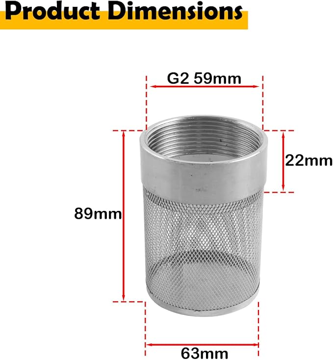 Dia Hose Inlet Suction Strainer Filter, Stainless Steel Water Pump Filter - Image 6