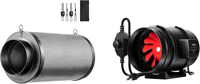 VIVOSUN 8 Inch 720 CFM Inline Fan and 8 Inch Air Carbon Filter Smelliness by VIVOSUN