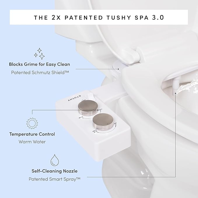TUSHY 3.0 Spa Bidet Attachment. Cool to Warm Water. It's Time to Replace Toilet Paper, Fresh Water Spray (Requires Sink Access for Optional Temperature Control), Bamboo