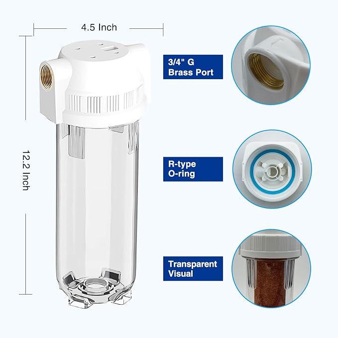 Whole House/RV Water Filter Housing Clear, Maple Syrup RO System, 3/4" NPT - Image 5