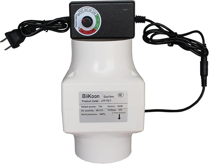 12V 3 Inch Inline Duct Fan Low Noise Variable Vent Blower Fan 32CFM Air by Unknown