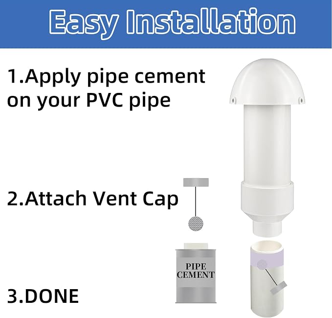 1.5 Inch Vent Stack Pipe Filter, Septic Tank Filter Vent Sewer Vents Cap - Image 7