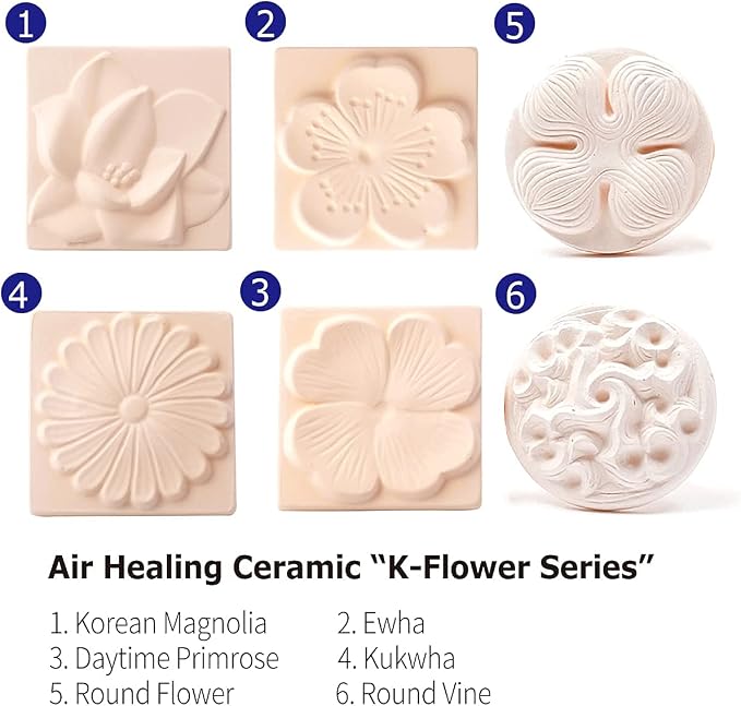 Air Purifying Healing Ceramic -Korean Flowers 4 Square Wall Tiles, One - Image 7