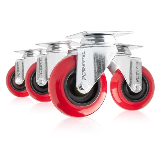 POWERTEC 3 Inch Swivel Caster Wheels Set of 4 by POWERTEC