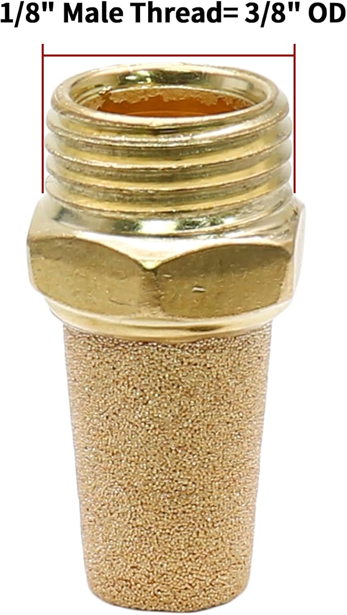 Zorfeter 10pcs Pneumatic Brass Exhaust Muffler Filter, 1/8" NPT Male Thread Hex - Image 2