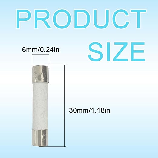 5-Pack 6×30mm 250V 30A Fast-Blow Ceramic Fuse, Quick Acting Cartridge Fuse - Image 2