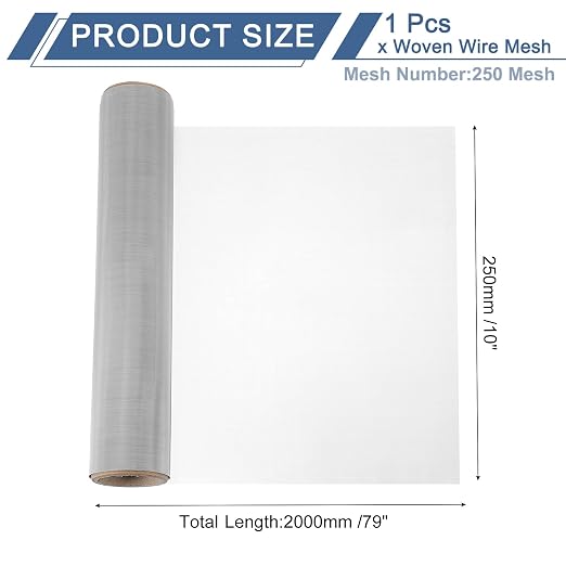 uxcell 250 Mesh 79" x 10" Woven Wire Mesh, 316 Stainless Steel Air Vent Filter - Image 2