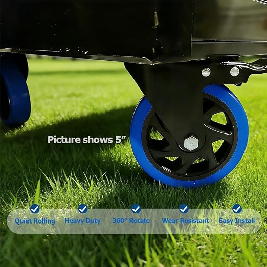 5 Inch Caster Wheels, Casters Set of 4 Heavy Duty - Image 6
