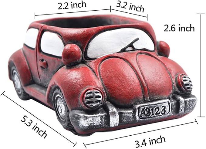 Cement Red Car Succulent Planter Flower Pots Succulent Plants Containers - Image 3