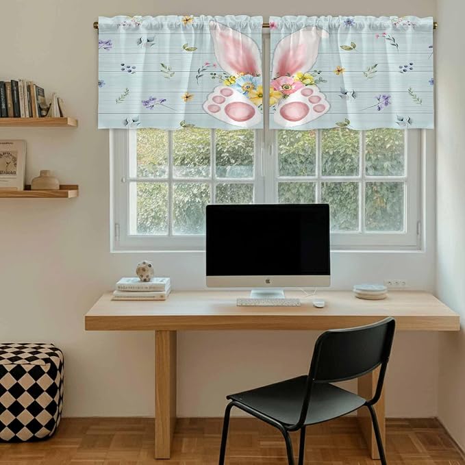 Easter Kitchen Tier Curtains 36 Inch Long 2 Panel Set, Rod Pocket Half Window - Image 6