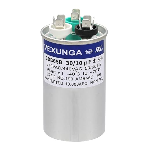 VEXUNGA 30/10 uF 30+10 MFD 370VAC or 440VAC Dual Run Start Round A/C Capacitor by VEXUNGA