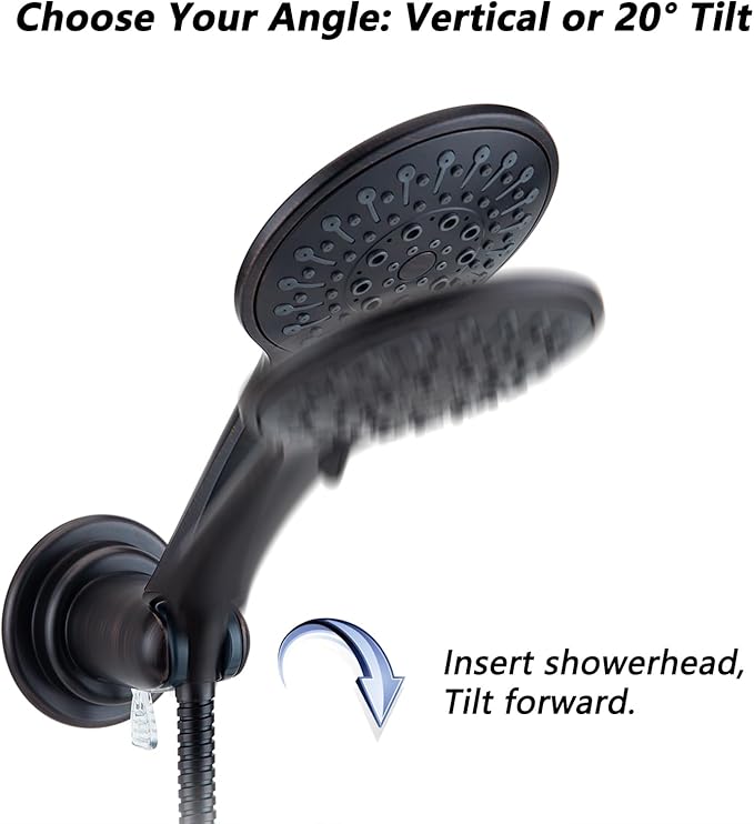 BOPai Suction Cup Shower Head Holder for Handheld Shower – No Drill, for Smooth Surfaces Only, Adjustable 20°, Oil Rubbed Bronze