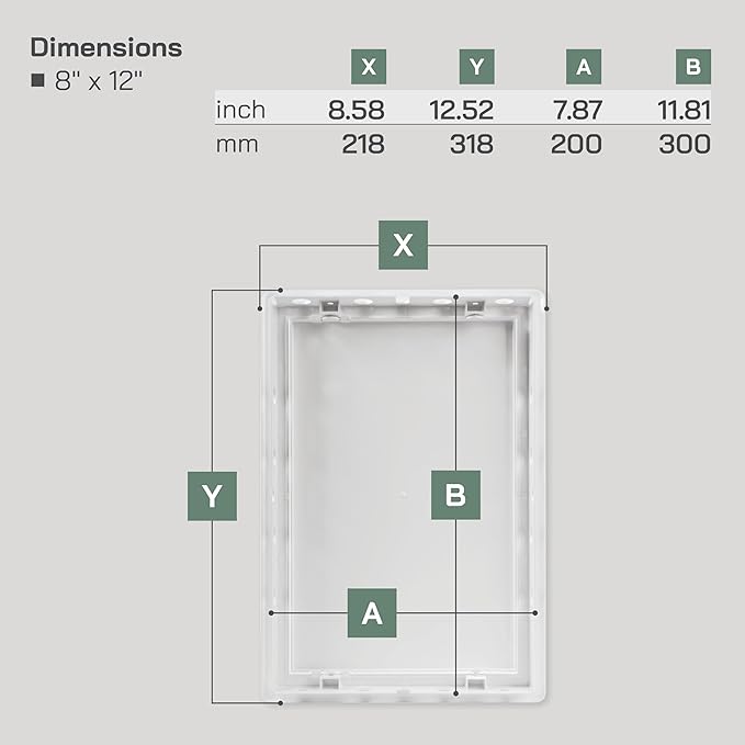Vent Systems White ABS Plastic Access Panel 8 x 12 Inch (Opening) - Pack of 2 Access Doors for Drywall, Wall, Ceiling - Electrical, Plumbing Service Inspection Door - 8.6 x 12.5 Inch (Outer)