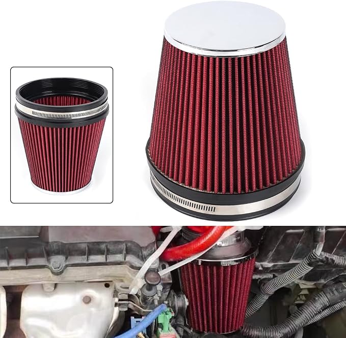 6" Inlet Cold Air Intake Filter Cone Replacement Performance Washable Clamp-On - Image 7