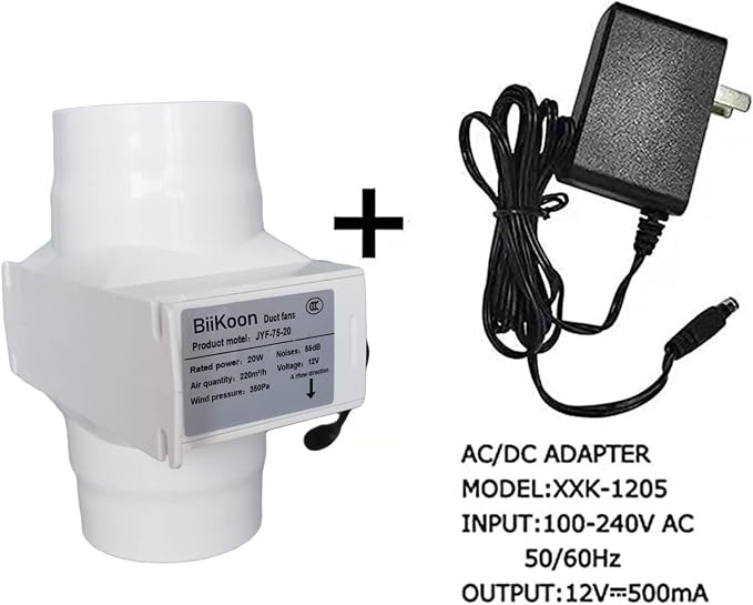3“ Inline Duct Fan 12V 20W Inline Exhaust Blower Plastic Air Extractor Booster - Image 4