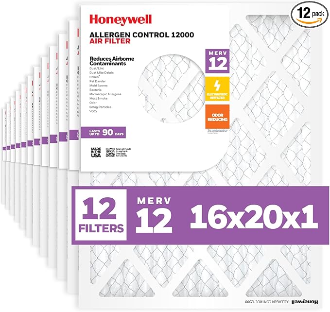 Honeywell 16x20x1 MERV 12 Electrostatic Pleated HVAC AC Furnace Air Filter | by HoneywellAirComfort