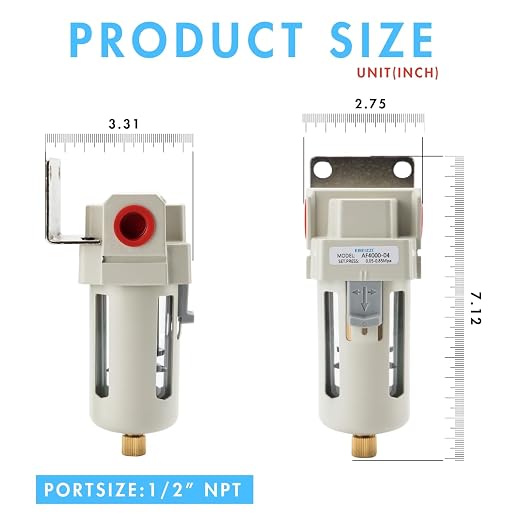 1/2" NPT Air Dryer for Compressor | Compressed Air Line Filter | 5 Micron Brass - Image 2