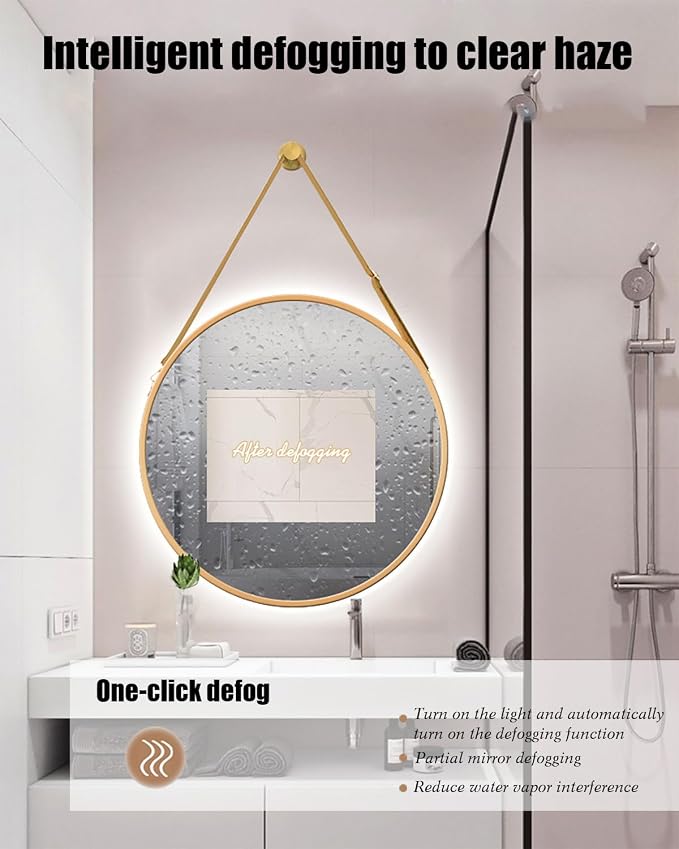 JSLJDM 500X500 mm Illuminated Backlit LED Bathroom Mirror, Wall Mounted - Image 2