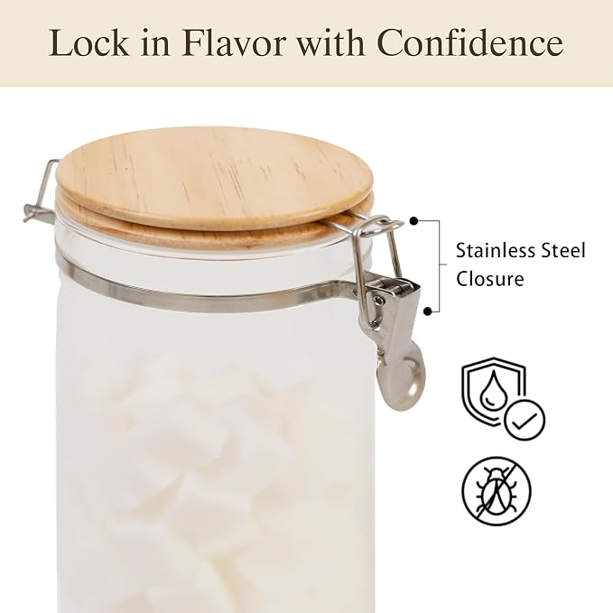 Glass Coffee Canister Set with Shelf & Spoon 2 Piece Coffee Containers - Image 7