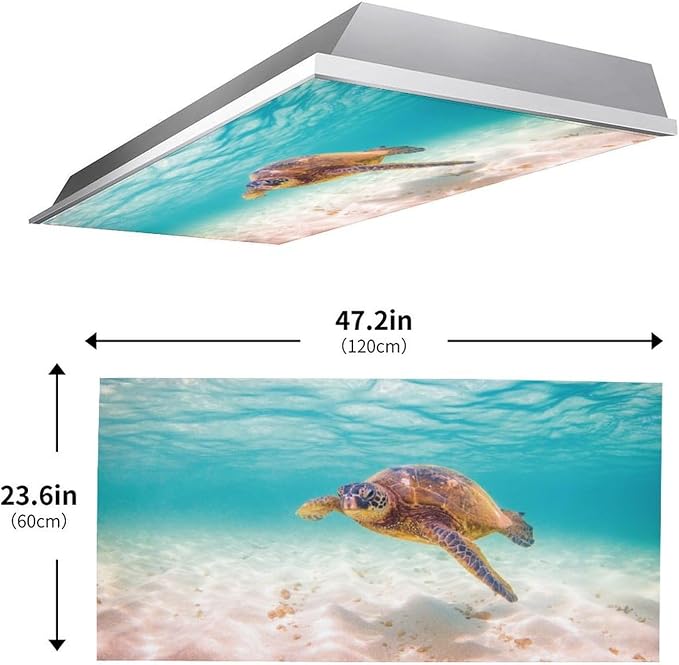 2 Pack Fluorescent Light Covers 4 X 2 Feet Sea Turtle Magnetic Light Cover - Image 3