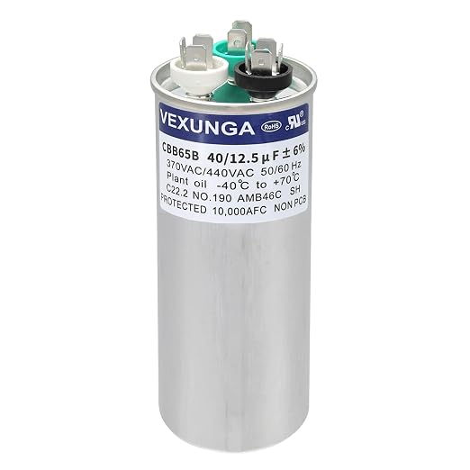 VEXUNGA 40/12.5 uF 40+12.5 MFD 370VAC or 440VAC Dual Run Start Round A/C by VEXUNGA