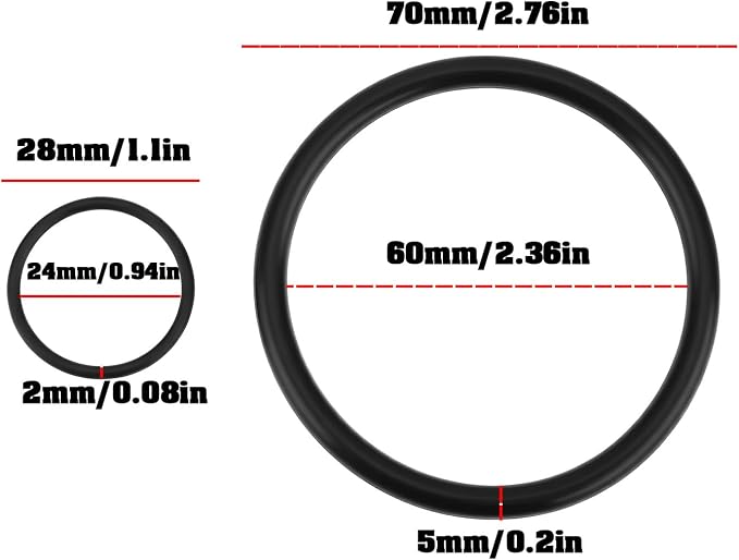 4X Black Oil Filter Seals 70x60x5mm 28x24x2mm Compatible - Image 4