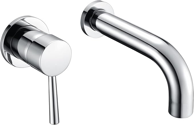 SUMERAIN Wall Mount Tub Faucet Chrome Bathtub Faucet Set with Left-Handed Handle and Rough in Valve
