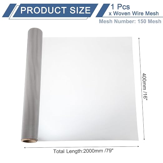 uxcell 150 Mesh 79" x 16" Woven Wire Mesh, 304 Stainless Steel Air Vent Filter - Image 2