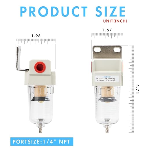 1/4" NPT Air Dryer for Compressor | Compressed Air Line Filter | 5 Micron Brass - Image 2