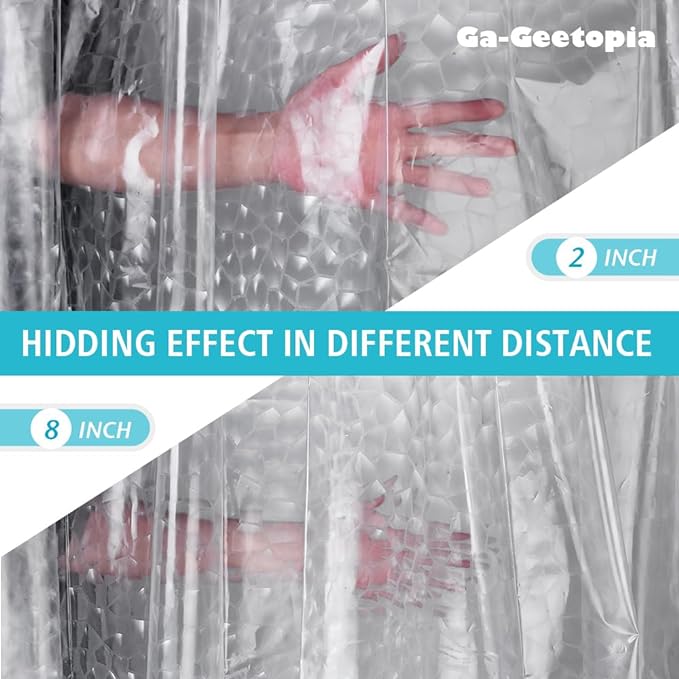 Ga-Geetopia Extra Long - 3D EVA Shower Curtain Liner Water Cube, 72x80 Inch Light Weight Plastic Bathroom Shower Curtain with Rustproof Metal Grommets and 3 Magnets for Shower Stall, Bathtubs
