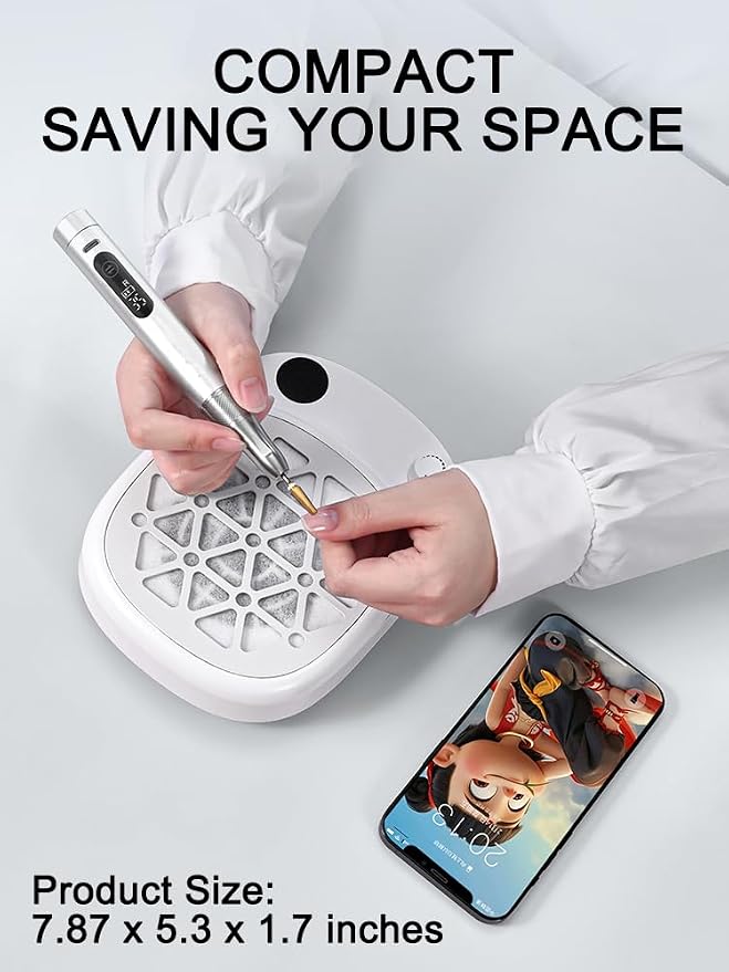 Rechargeable Nail Dust Collector Nail Tech, Compact Vacuum Fan Dust Collector - Image 5