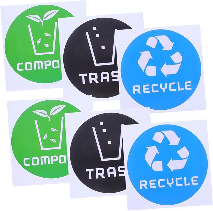 6pcs Decorative Waste Sorting Stickers by Unknown