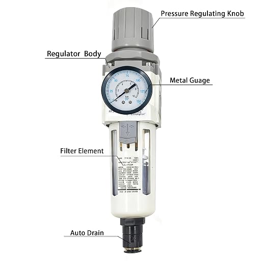 XingNEeng 3/8" NPT Compressed Air Filter Regulator Combo Piggyback, Water/Oil - Image 2