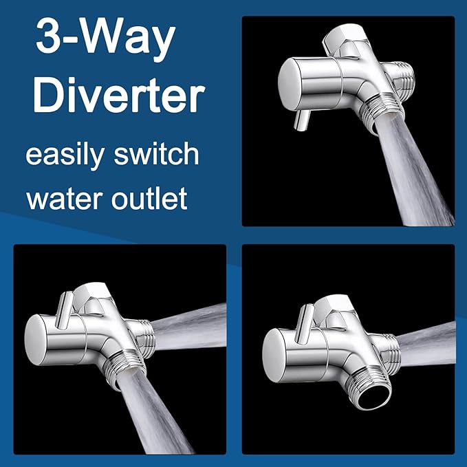 Pet Sprayer Pro Dog Shower Attachment for Bathroom Shower Arm, Indoor Dog Shower Sprayer Includes On/Off Handheld Shower Head, 79" Hose, 3-way Diverter, Dog Brush and Adhesive Holder