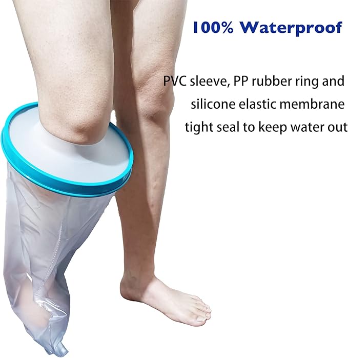 100% Waterproof Extra Wide Leg Cast Cover for Showering, Reusable Extra Large Adult Short Leg Cast Protector, Cast Bag for Shower, Cast Cover for Showering Foot