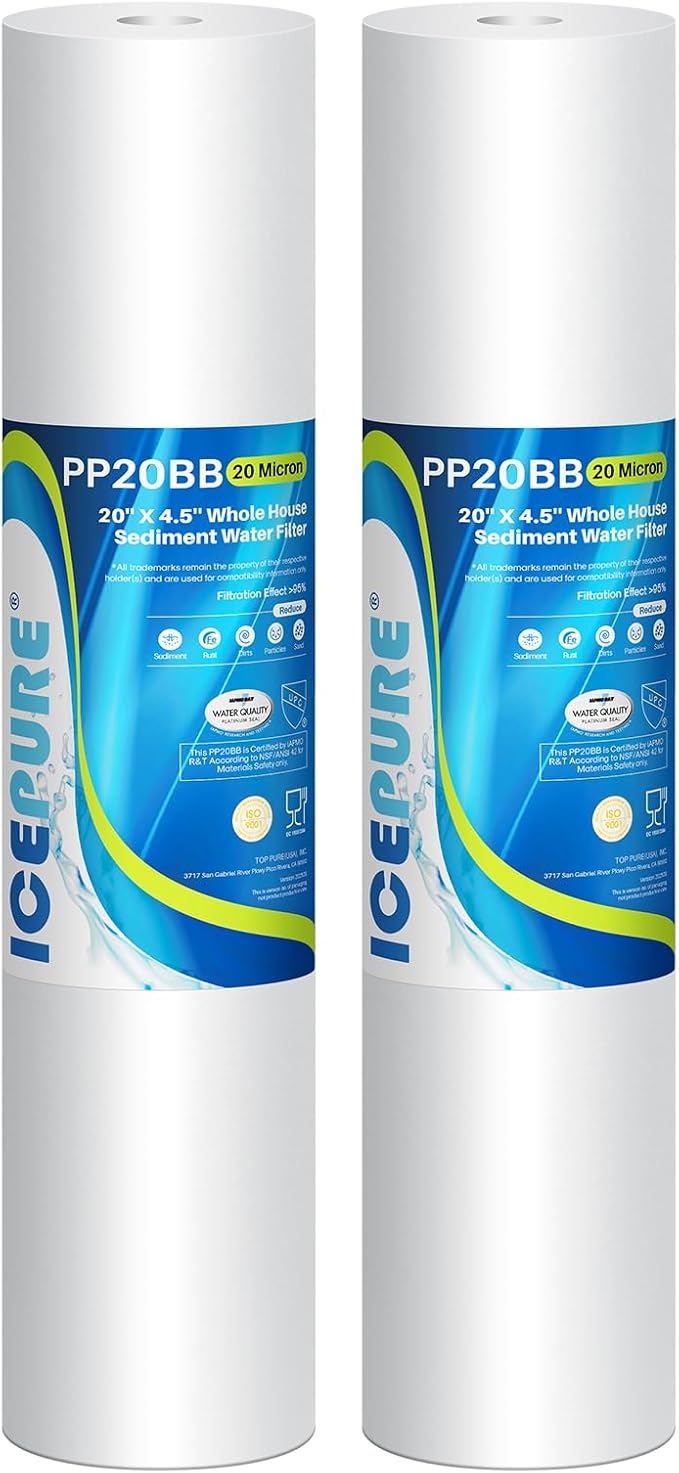ICEPURE 20 Micron 20" x 4.5" Whole House Sediment Home Water Filter Replacement by ICEPURE