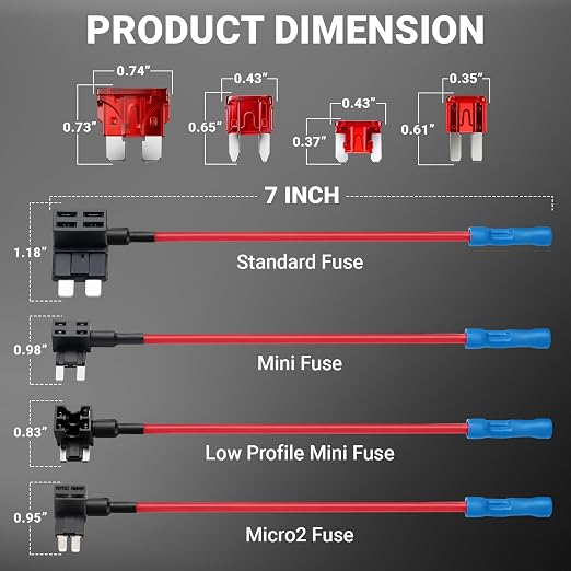 TMH 16 Pcs 12V Add-a-Circuit Fuse Tap Kit, 4 Types Standard Mini Micro2 Low - Image 4