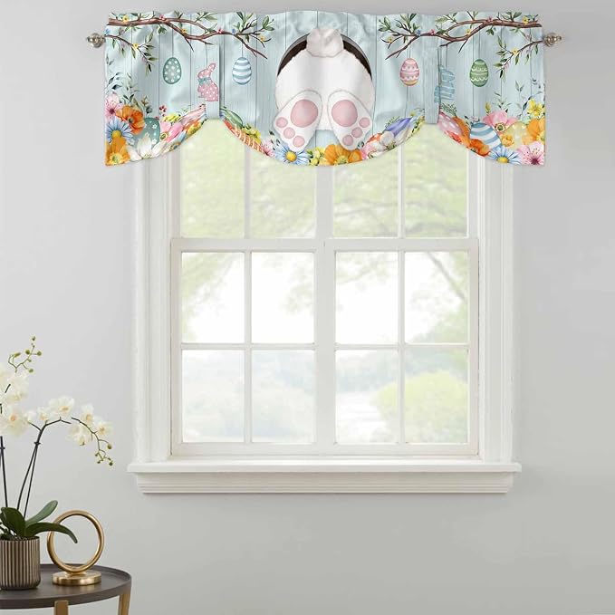 Easter Bunny Tie Up Valance Curtains - Image 2
