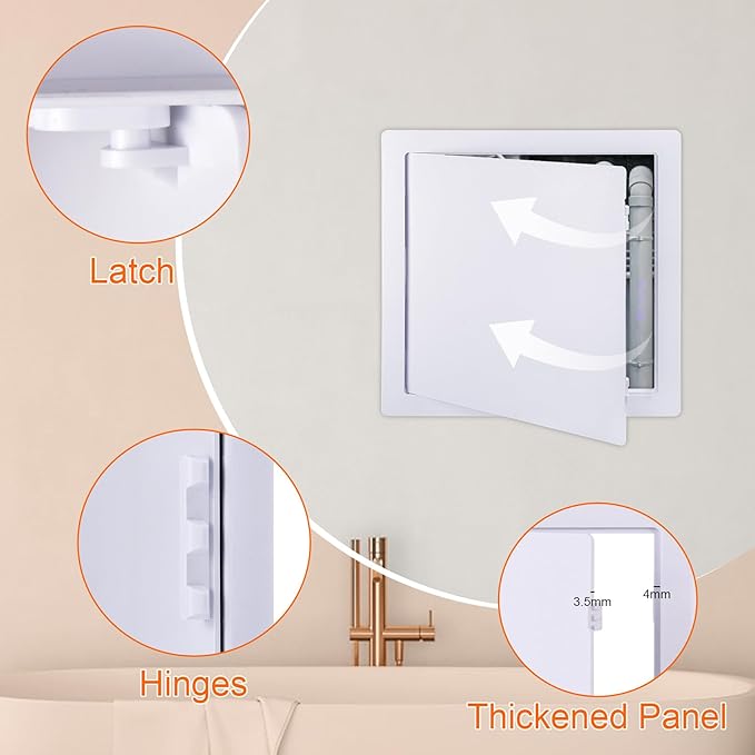 Suteck Plastic Access Panel for Drywall Ceiling 10 x 10 Inch Reinforced Plumbing Wall Access Doors Removable Hinged White
