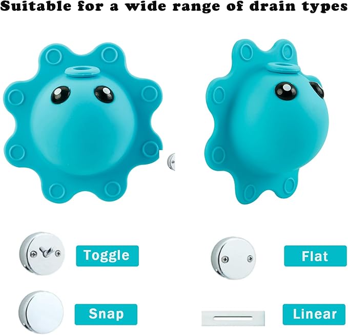 PandaEar Bathtub Overflow Drain Cover, Silicone Bath Tub Drain Stoppers, Bathroom Drain Cover, Blue