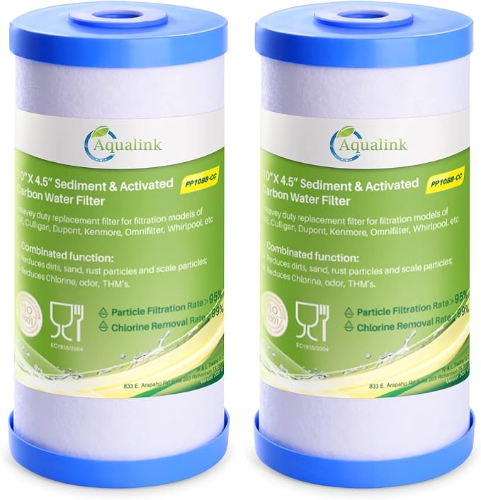 AQUALINK PP10BB-CC 5 Micron 10" x 4.5" Whole House Sediment Activated Carbon by AQUALINK