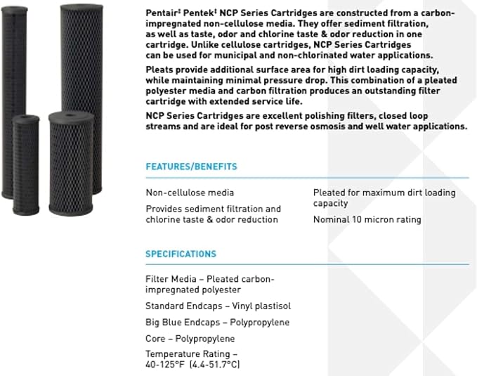 Pentair Pentek NCP-20 Carbon Water Filter, Whole House Non-Cellulose Carbon - Image 3