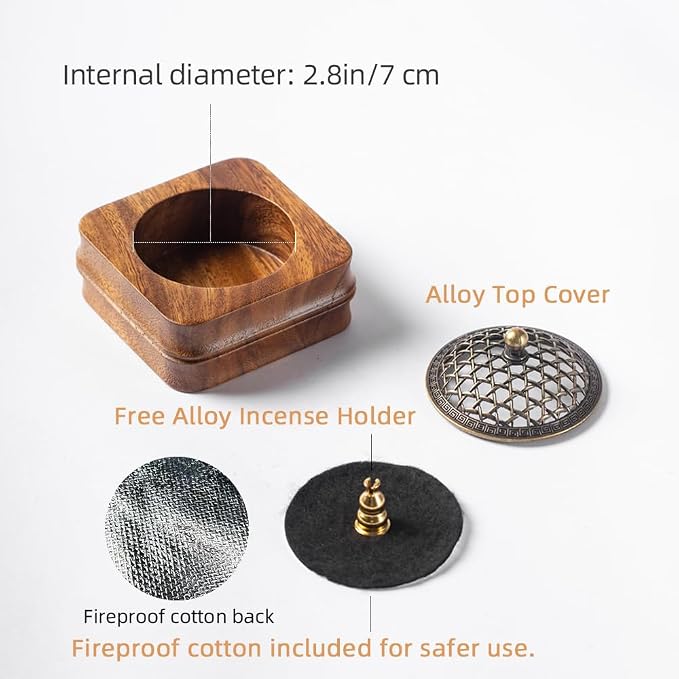 Bamboo Node Walnut Wood Incense Burner Holder - Image 3