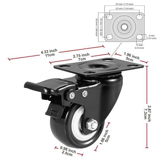 2" Caster Wheels, Heavy Duty Casters - Image 3