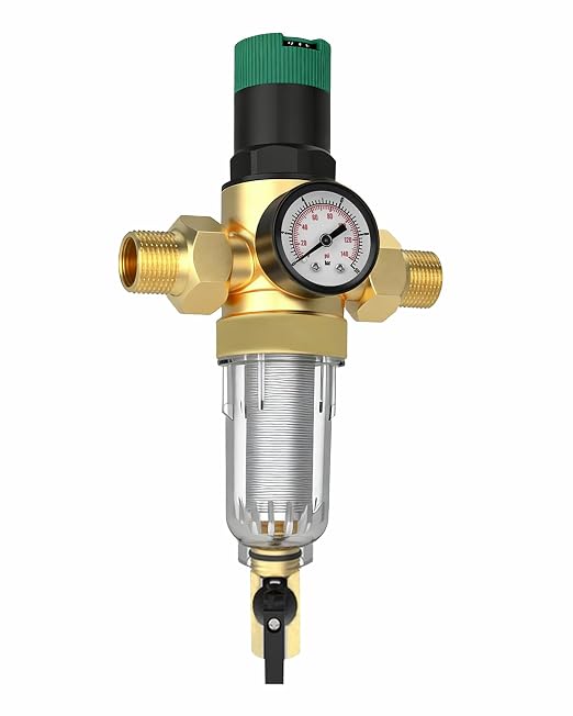 Spin Down Sediment Filter with Water Pressure Regulator, 2 in 1 Whole House by Unknown