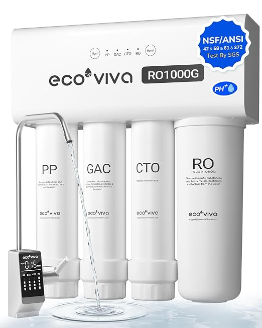 Ecoviva 1000GPD UnderSink Reverse Osmosis System, German Design, NSF/ANSI 58 61 by Ecoviva