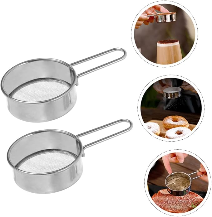 Healifty 2Pcs Stainless Steel Powder Sugar Sifter Baking Flour Sieve - Image 4